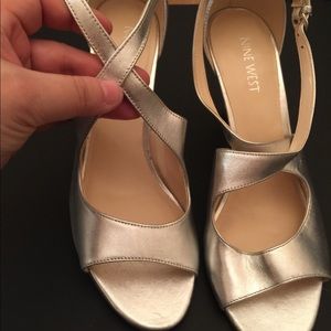 Nine West silver heels